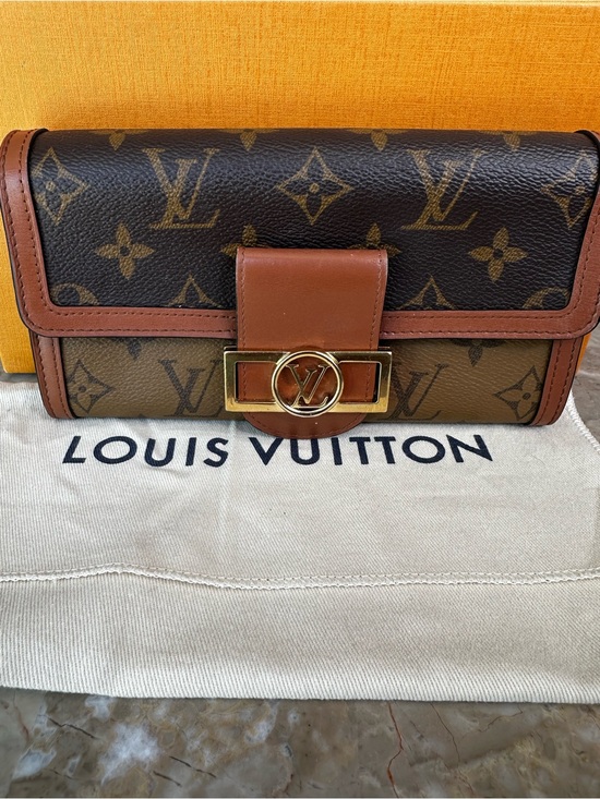 Louis Vuitton Handbags - Louis Vuitton Monogram Canvas Dauphine Wallet with Tan Leather Trim